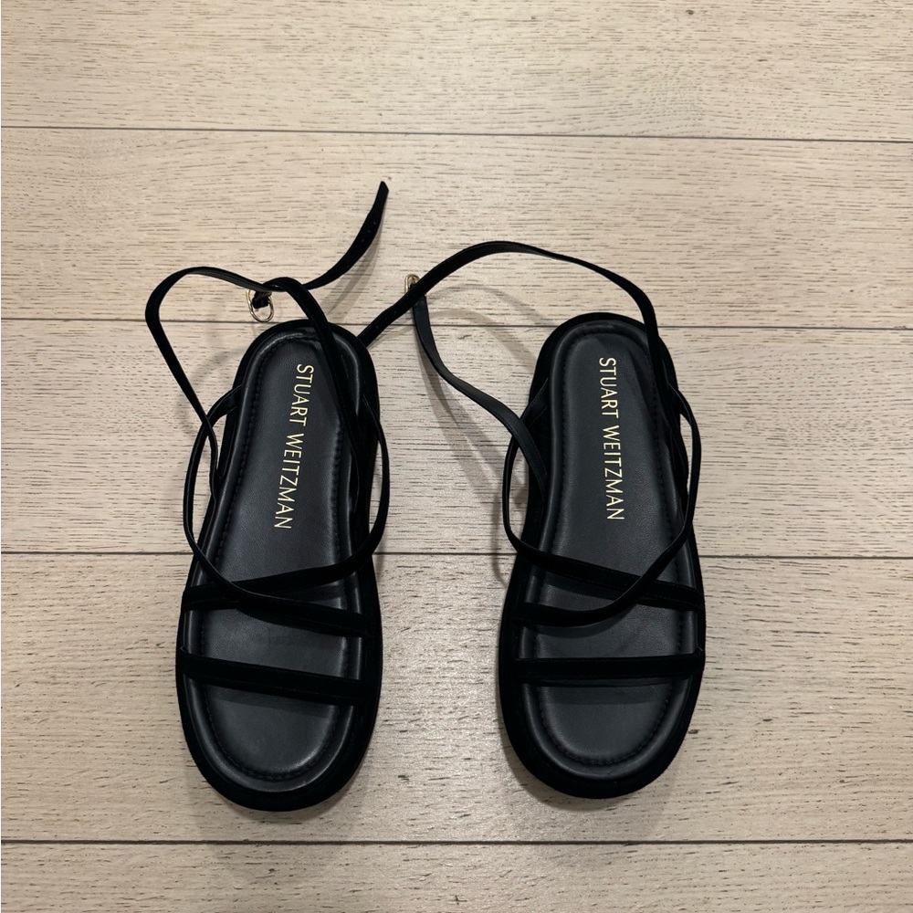 Stuart Weitzman Summerluft Black Suede Sandals